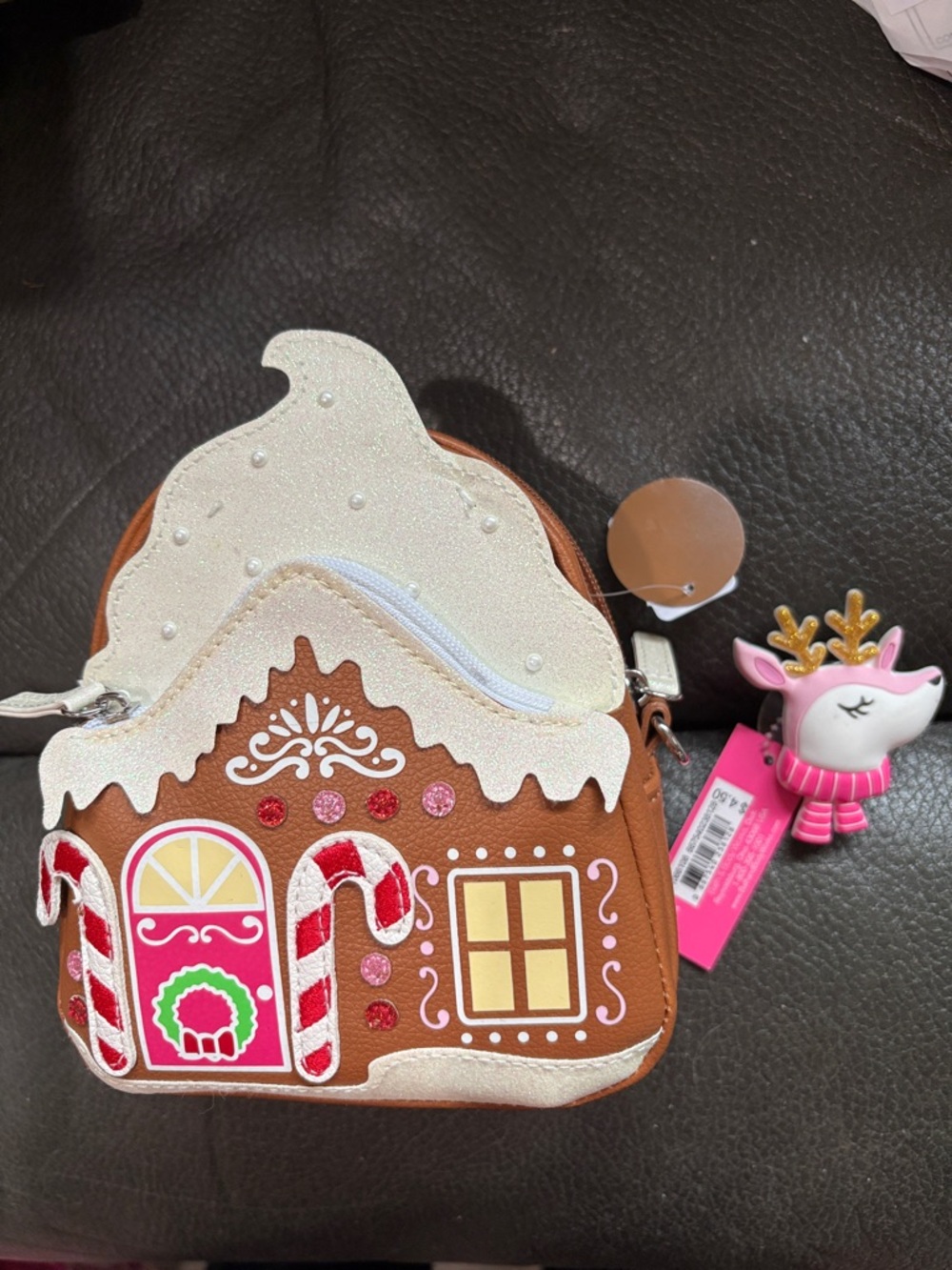 Bath and body cute ginger bread crossbody and reindeer sponge hook set